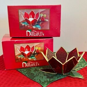 (2) Stained Glass Holiday Candle Holders